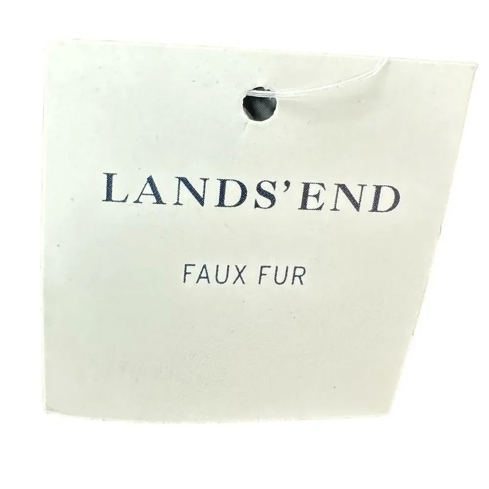 Lands' End NWB SZ 8 Womens Faux Fur Lining Quilted Black Suede Powder Belle Shoe
